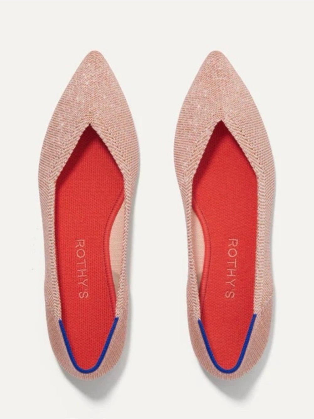 Rothy’s The Point Flats in Rose Metallic 8.5